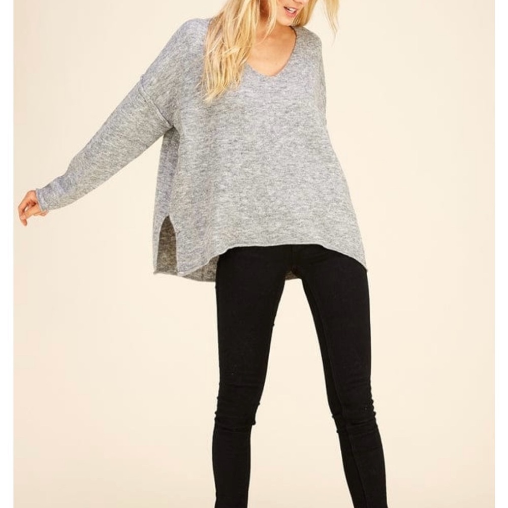 Pinch Soft V-Neck Knit Sweater in beige